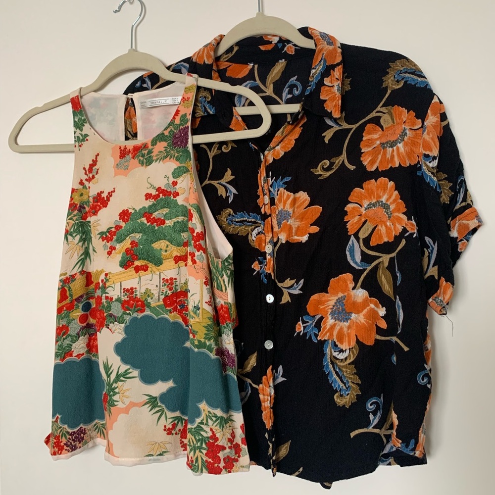 TWO FOR ONE BUNDLE- Two Flower Printed Tops